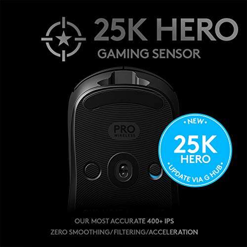 Logitech G PRO Wireless Gaming Mouse, HERO 25K Sensor, 25,600 DPI, RGB, Ultra Lightweight £69.99 @ amazon