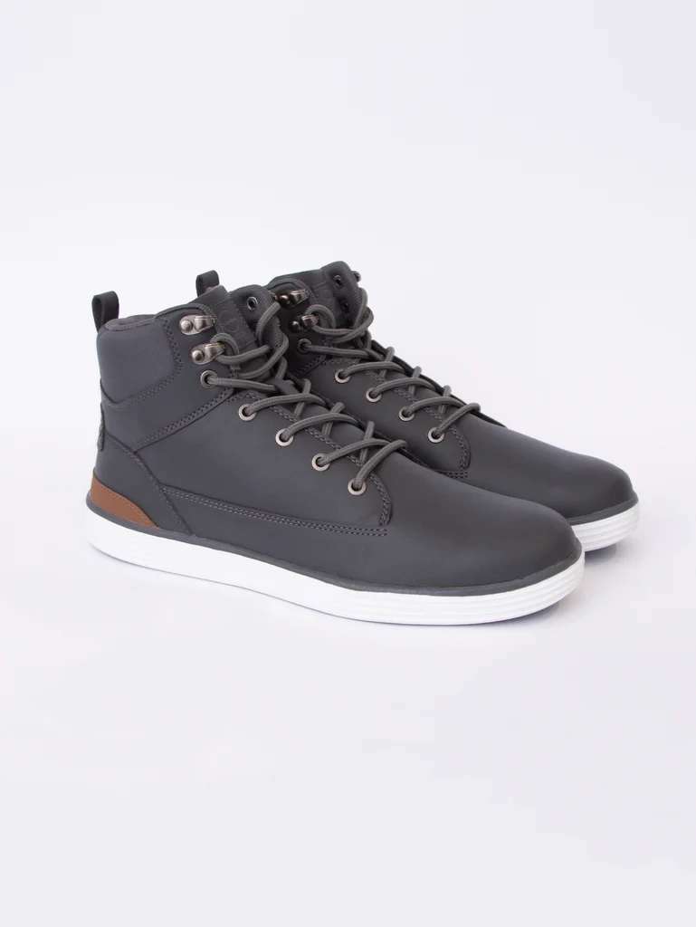 Men's Lace Up Leather Staiger High Tops Grey £22.09 @ Crosshatch ...