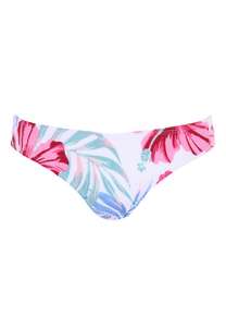 Womens White Tropical Print Bikini Bottoms