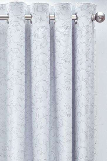 Kids Bedroom Embroidered Safari Animals Eyelet Blackout Curtains in White £14 - £22 @ Next + Free Click & Collect