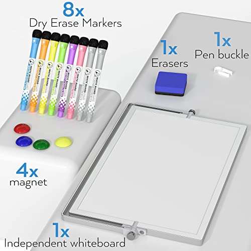 Nicpro Dry Erase Mini Whiteboard A4, 20 x 30 cm Double Sided Magnetic with pens, eraser + magnets - Sold by NicproShop EU / FBA