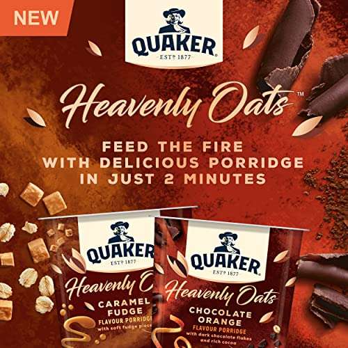 Quaker Heavenly Oats Chocolate Orange Porridge Pot 59 g (Pack of 8), Brown £4.33 S&S w/voucher
