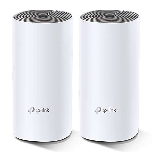 Pack of 2 TP-Link Deco E4 Whole Home Mesh Wi-Fi System, Seamless and Speedy (AC1200), 2×100Mbps Ethernet Ports
