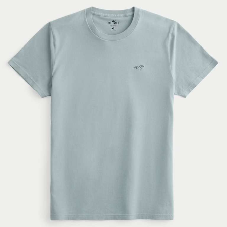 Hollister Mens Icon Crew 100% Cotton T-Shirt (6 Colours / Regular & Long Length) - Sizes XS - XXL - Member Price + Free C&C