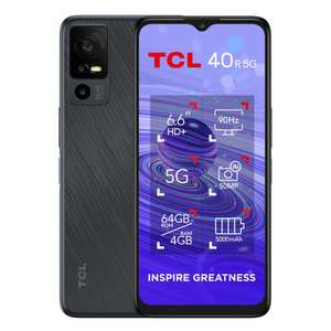 TCL 40 R 5G Smartphone, 64GB plus 4GB RAM 6.6 inches Display, 5000 mAh - Dark Grey