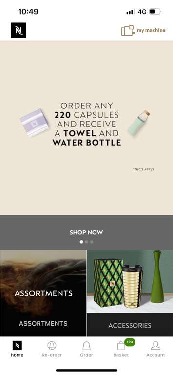 190 Nespresso Coffee Capsules + Free Water Bottle , Towel & 50 Free Capsules With Daily Mail Code