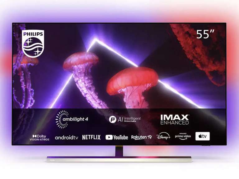 PHILIPS 4-Side Ambilight 55OLED807/12 55" 4K OLED TV (20Hz HDMI 2.1 & G-Sync) with code (UK Mainland) @ Spatial