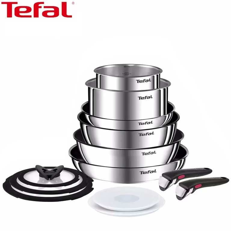 Tefal Ingenio Emotion L897SD74 13 Piece Pan Set - Stainless Steel - Induction Hob Compatible, Dishwasher Safe + 5 Year Guarantee - W/Code