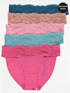 Bright Lace Trim Tanga Briefs 5 Pack for £4 (Size 6 only) + free click & collect @ George