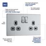 BG Electrical FBS22G-01 Double Switched Screwless Flat Plate Power Socket, Brushed Steel, 13 Amp £7.01 @ Amazon