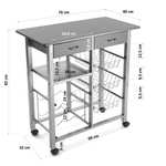Versa Leicester Kitchen trolley with wheels, drawers and bottle rack, Greengrocer with pantry and organizers