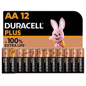Duracell Plus AA Batteries (12 Pack) Alkaline 1.5V Up To 100% Extra Life Reliability For All Devices 0% Plastic Packaging - 10 Year Storage