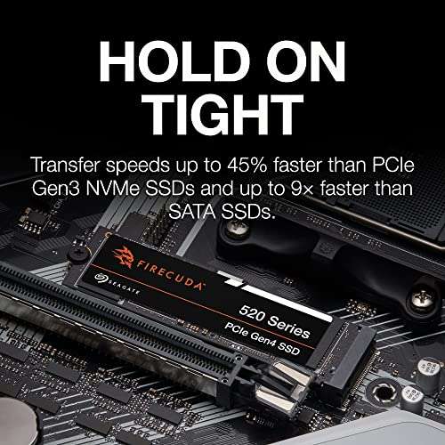 1TB - Seagate FireCuda 520, Internal SSD, M.2 PCIe Gen4 ×4 NVMe 1.4, (5,000/4,850 MB/s) - £69.49 @ Amazon