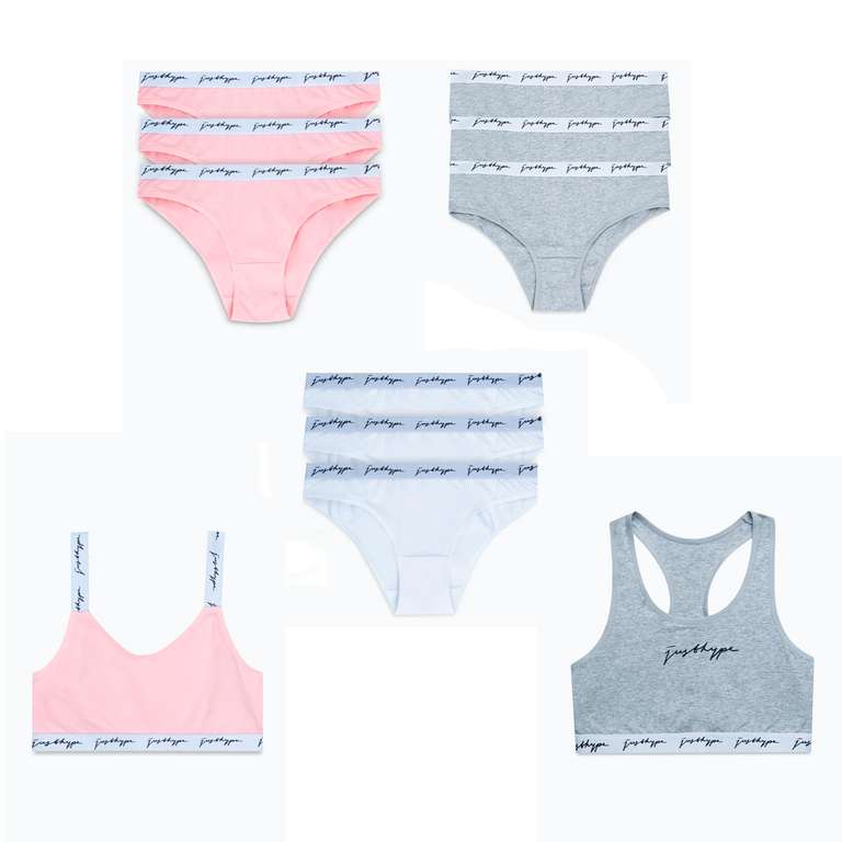 3 Pairs of Women's Hype Briefs £7.49 / Bralets From £5.89 Each / 3 Pack Briefs + Bralet From £9.98 Delivered With Code @ Just Hype