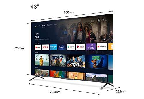 iFFALCON Iff43Q71K QLED TV - 43 Inch Smart TV (4KUHD, Quantom Dot, HDR10+, Dolby Vision & Atmos, ONKYO loudspeaker, Google Assistant+Alexa)