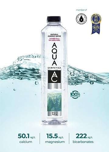 AQUA Carpatica 1.5L x 6 Pure Natural Still Mineral Water - 6-Pack Bottled Water