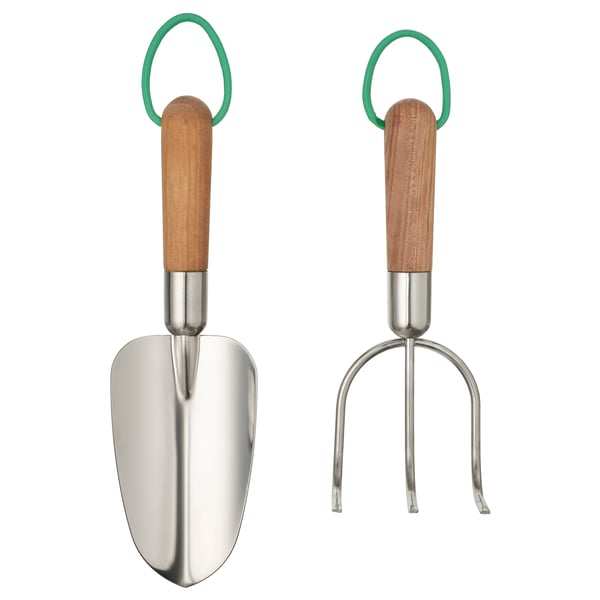 LÄRKAR 2-Piece Gardening Set, Birch/Stainless Steel Large - Free C&C
