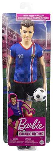 Barbie Ken Soccer Doll, Cropped Hair, Colorful 10 Uniform, Soccer Ball, Cleats, Tall Socks, Great Sports-Inspired £6.99 @ Amazon
