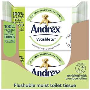 Andrex Ultra Care/Gentle Clean Washlets -Flushable, Biodegradable & Plastic Free, 36 WipesX12 Packs (£11.40/£10.20 S&S) + 5% off on 1st S&S