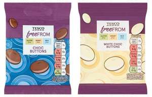 Tesco Free From Giant Chocolate / White Chocolate Buttons 25g (Tesco Will Donate 10p To The Natasha Allergy Research Foundation)