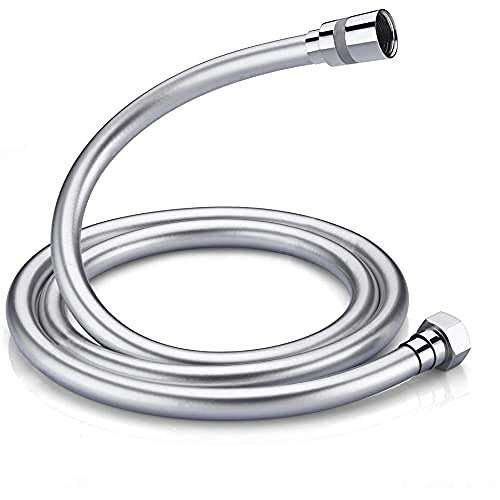 GRIFEMA Flexible Anti-Twist Silver Shower Hose with Brass Connections - 1.8m / 6ft