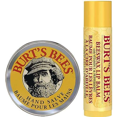 Burt's Bees Gift Set For Lip & Hand, Beeswax Lip Balm and Hand Salve in a Christmas Box