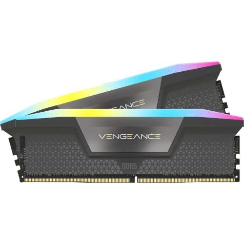 CORSAIR VENGEANCE RGB DDR5 RAM 32GB (2x16GB) 6000MHz CL30 AMD EXPO iCUE Compatible Computer Memory - Grey £130.99 @ Amazon