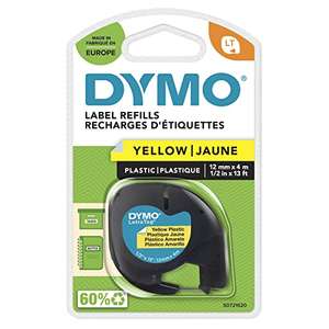 DYMO LetraTag Plastic Labels | Authentic | 12 mm x 4 m Roll | Black Print on Yellow £2.79 @ Dispatches from Amazon Sold by TGSG Direct
