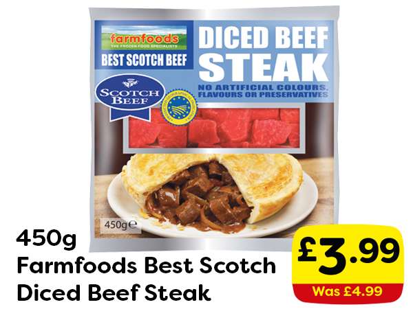 450g Farmfoods Best Scotch Diced Beef Steak
