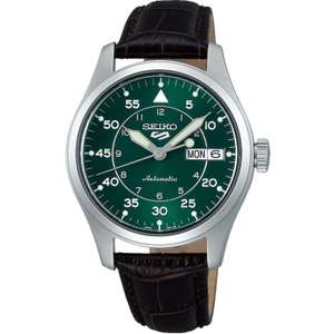 Seiko 5 Sport Kelly Green Flieger Suit Style Automatic Leather Strap Watch SRPJ89K1 + Free Extended Warranty to 3 years - W/Code