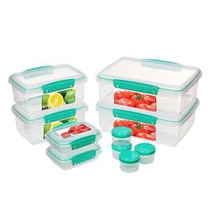 Sistema Heat and Eat 4 Rectangular Food Containers with Lids 1.25L + 2X  525ml | Locking Clips & Steam Release Vents | BPA-Free Microwave Set