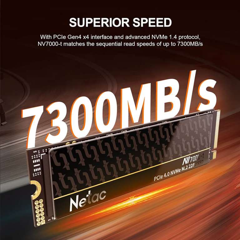 Netac NV7000-t 2TB M2 SSD ( upto 7300Mbps read + write / NVMe / PCIe 4.0 / TLC / Heatspreader / PS5) w / voucher @ Netac Official Store FBA
