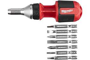 Milwaukee Compact Screwdriver with Ratchet Function, Ratchet Including bits, Torque Ratchet 8 in 1