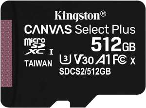 Kingston microSD Card 512 GB Class 10 (SD Adapter Included)