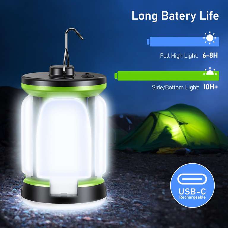 Camping Lantern Rechargeable, Camping Lights Lamp 7 Light Modes 60 LED - 360⁰ beam angle - Apply voucher - Sold by Flying-Store FBA