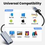 USB 3.0 to Ethernet Adapter with USB C to RJ45 Gigabit LAN 1000 Mbps Wired Network - Sold by baolongking FBA