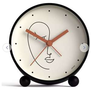 Jones Clocks Olivia Abstract Face Alarm Clock Matte Black/ Wall Clock Grey - Free C&C