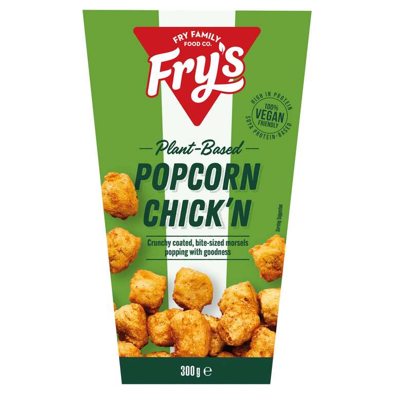 (Fry's Pl'nt-Based Vegetarian/Vegan) Popcorn Chick'n 300g/8 Pl'nt-Based Original Hot Dogs £1.50 Each @ Iceland