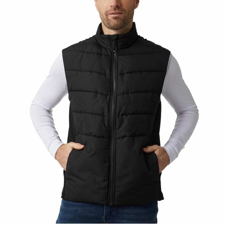 32 Degrees Mens Mixed Media Vest in Black / Beige / Navy