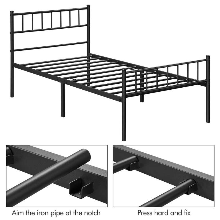 Yaheetech 3ft Single Solid Metal Bed Frame - white , sold & supplied by Yaheetech UK