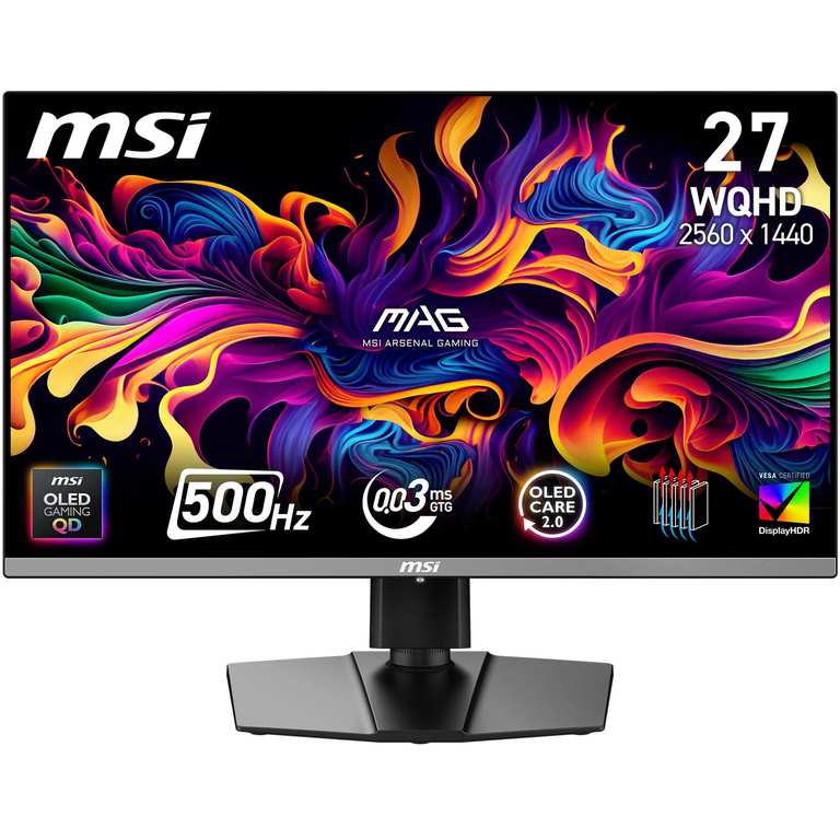 MSI MAG 272QP X50 500Hz 27" QD-OLED Monitor ( Upto 1000nits brightness / 3rd gen panel / HDR / FreeSync Premium Pro ) w/code