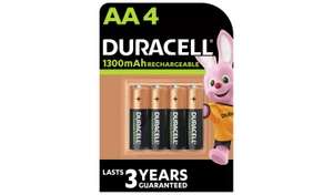 Duracell Rechargeable AA 1300mAh Batteries - Pack of 4 - £10 with click & collect @ Argos