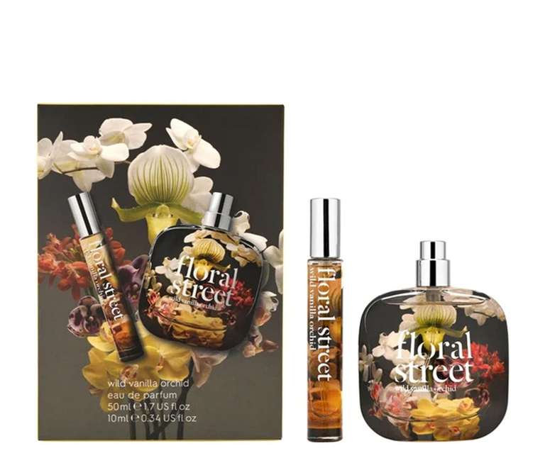 FLORAL STREET Wild Orchid perfume gift set 50ml & 10ml Wild Vanilla Orchid Home & Away Gift Set 50ml + 10ml