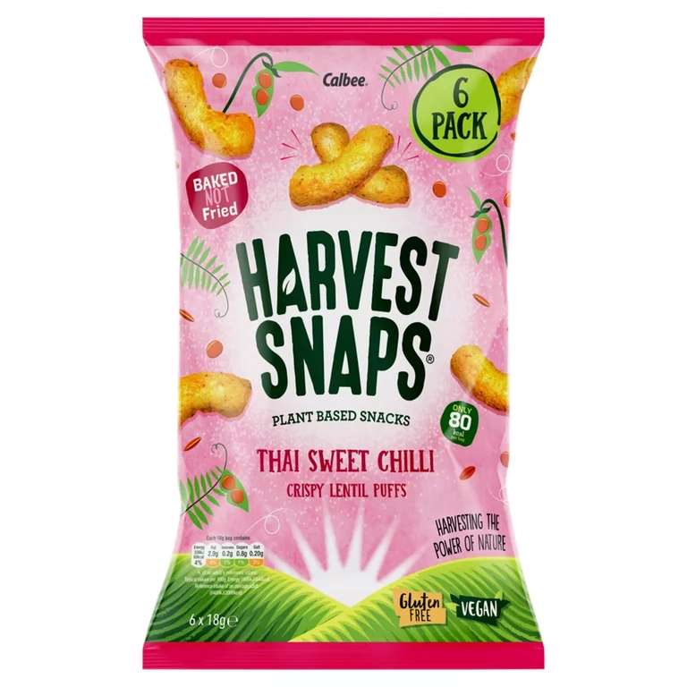 Harvest Snaps Thai Sweet Chilli Crispy Lentil Puffs 6x18g £1 @ Asda