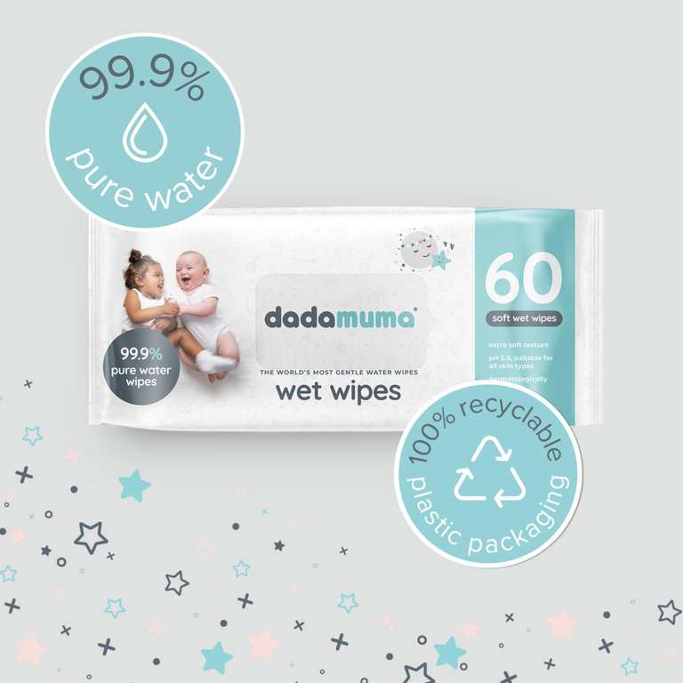 Dadamuma 99.9% pure baby wipes w/voucher £8.58 with subscribe and save savings