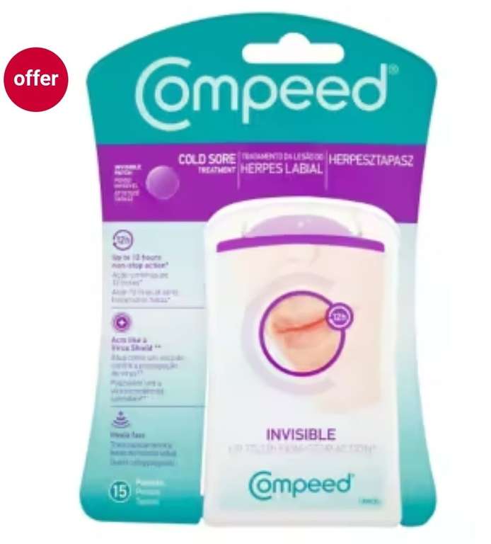 Compeed Cold Sore Patch - 15 Pack - £3.15 + £1.50 Collection @ Boots
