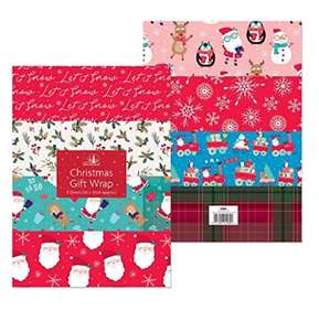 Festive Wonderland 8 Large Sheets of Christmas Wrapping Paper - Assorted Designs - 70x50cm (min quantity 5) - Sold and dispatched by 1above