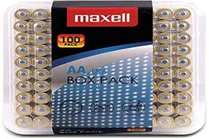 Maxell Alkaline LR6 AA Batteries Box Pack (100 Pack) £11.42 @ Amazon