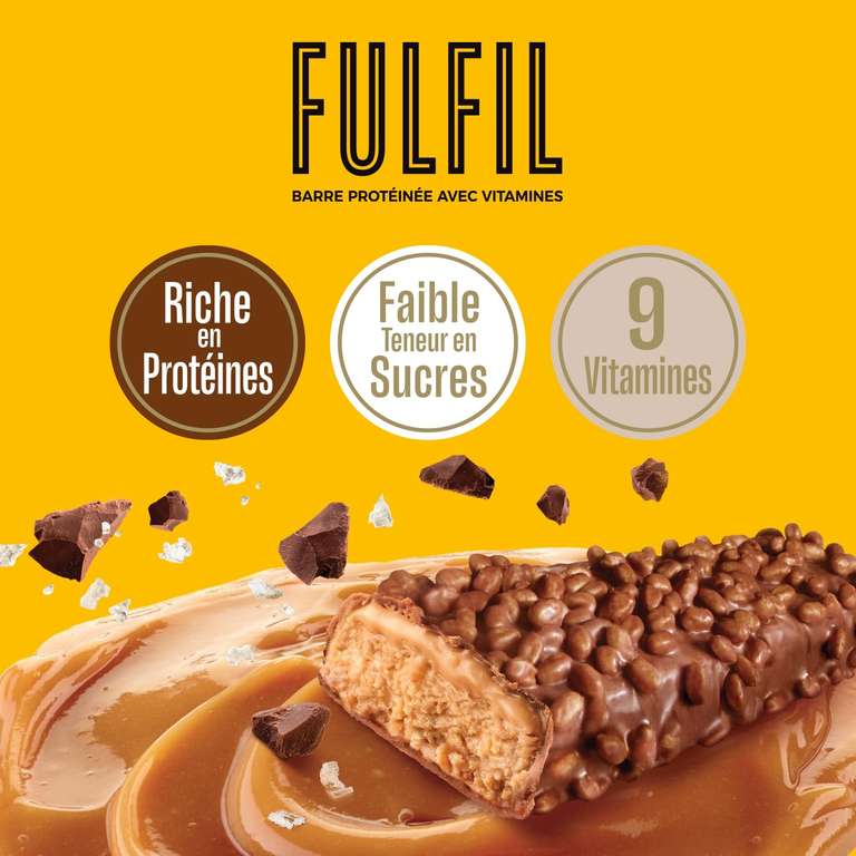 Fulfil Vitamin & Protein Bar (15 x 40 g Bars) — Chocolate Salted Caramel Flavour — High Protein, 9 Vitamins, Low Sugar - £15.32-£13.71 S&S