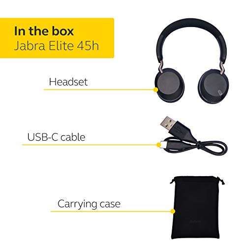 Jabra Elite 45h Wireless On-Ear Headphones, Titanium Black - £39 @ Amazon